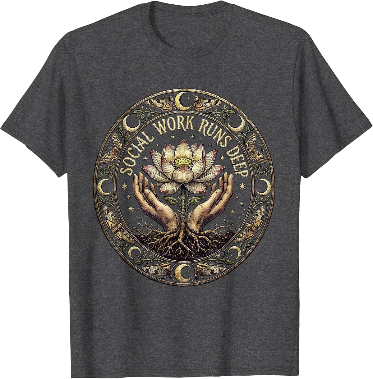 Men's Social Work Runs Deep Social Worker Design T-Shirt - Dark Heather Grey