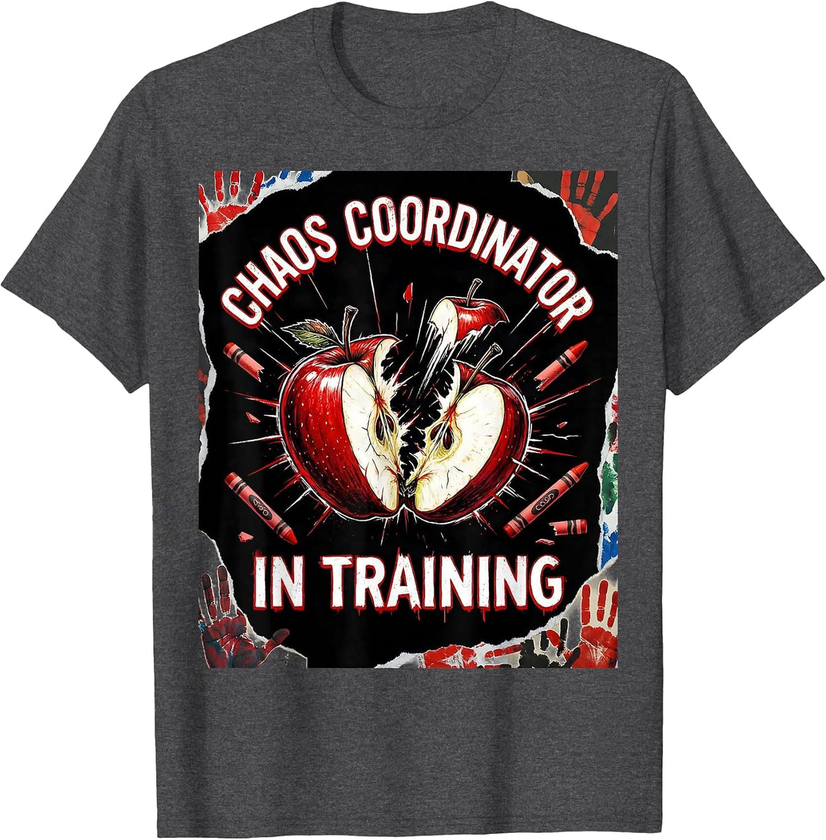 Men's Chaos Coordinator In Training PreK Teacher Design T-Shirt - Dark Heather Grey
