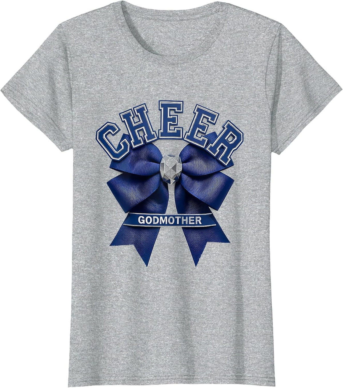 Cheer Godmother Coquette Bow Sport Cheerleader Team Spirit T-Shirt - Heather Grey