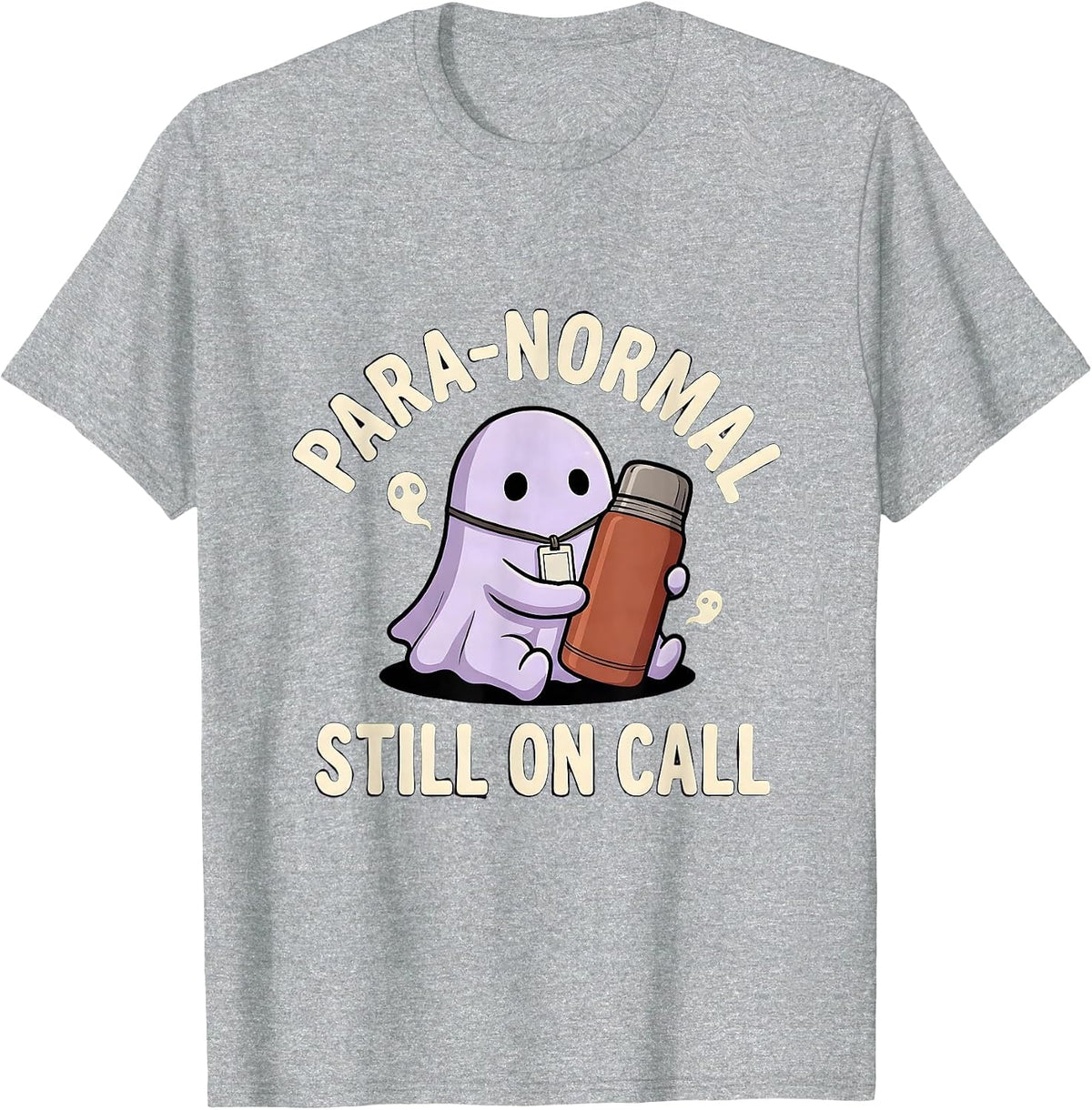 Men's Para-Normal, Still On Call Chibi Ghost Para Educator T-Shirt - Heather Grey