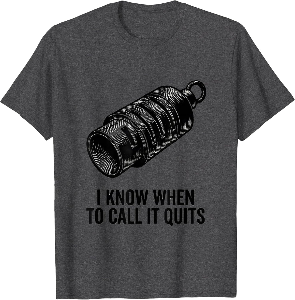 Men's I Know When To Call It Quits Funny Duck Hunter Hunting Dad T-Shirt - Dark Heather Grey