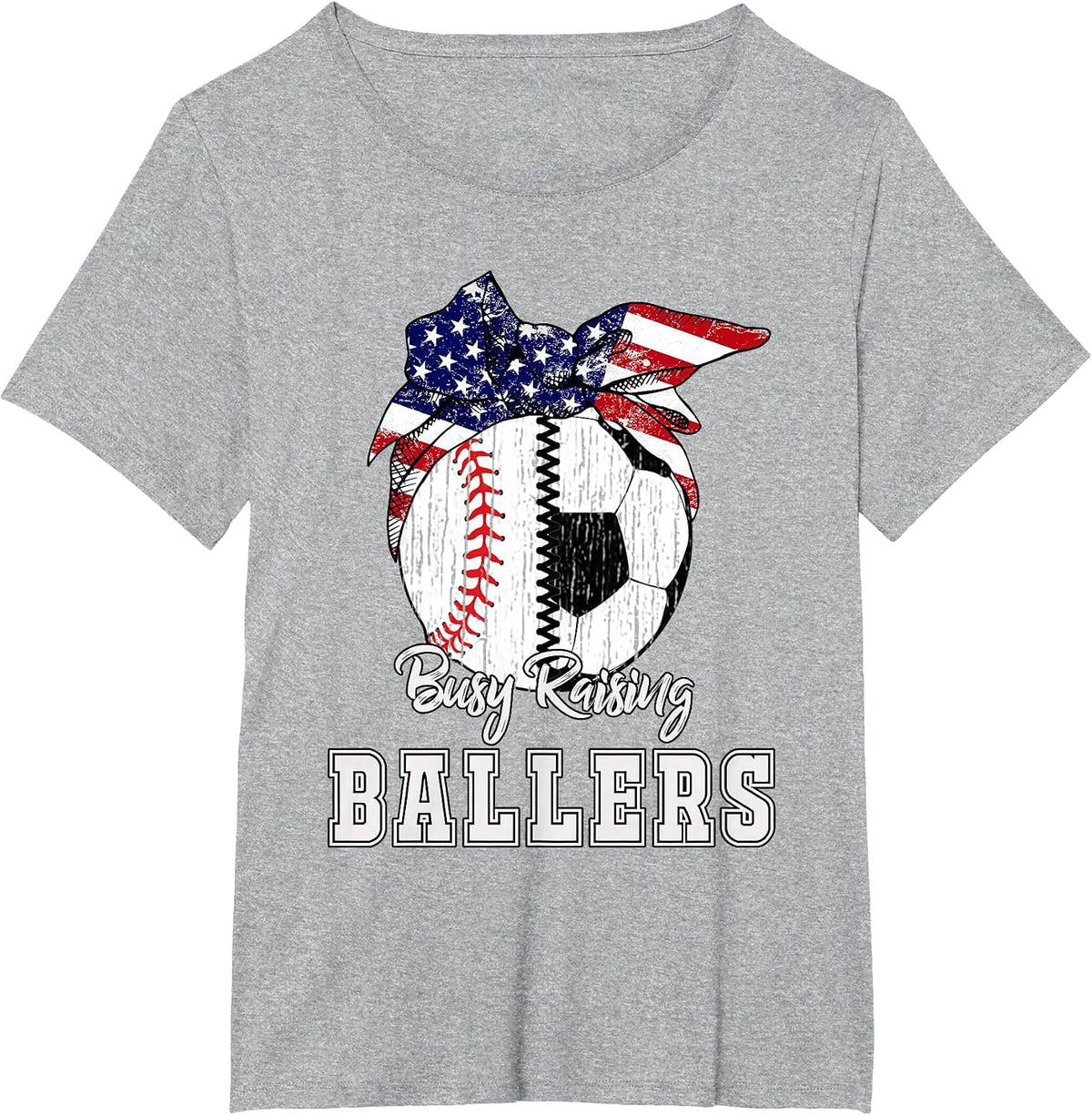 Busy Raising Ballers Baseball Soccer - Soccer mom T-Shirt - Heather Grey