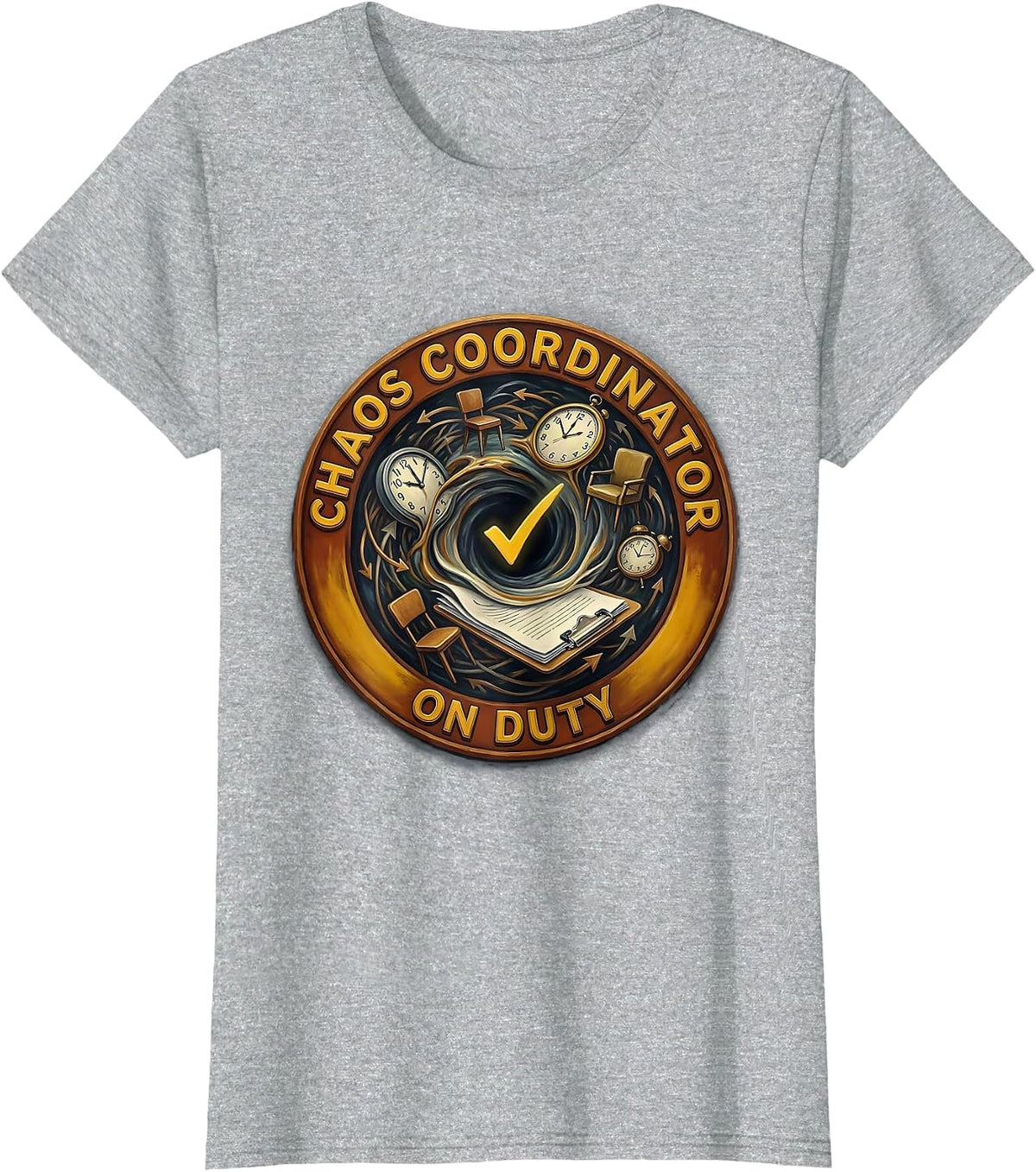Chaos Coordinator On Duty Funny Design T-Shirt - Heather Grey
