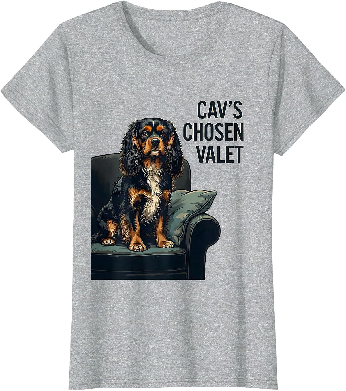 Cav's Chosen Valet Funny Cavalier King Charles Spaniel Dog T-Shirt - Heather Grey