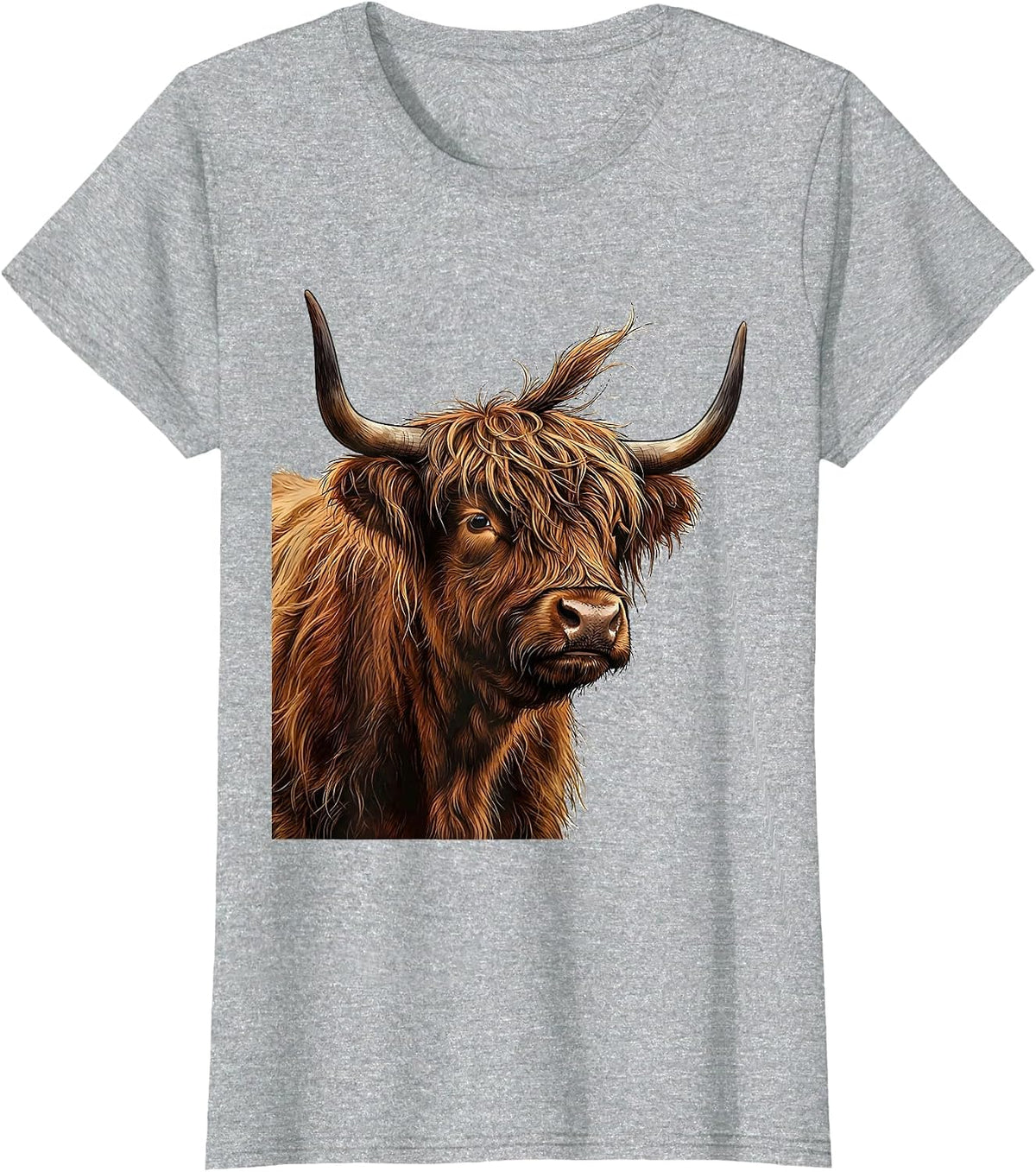 Women's Quirky Highland Cow Cute Scottish Humor T-Shirt - Heather Grey