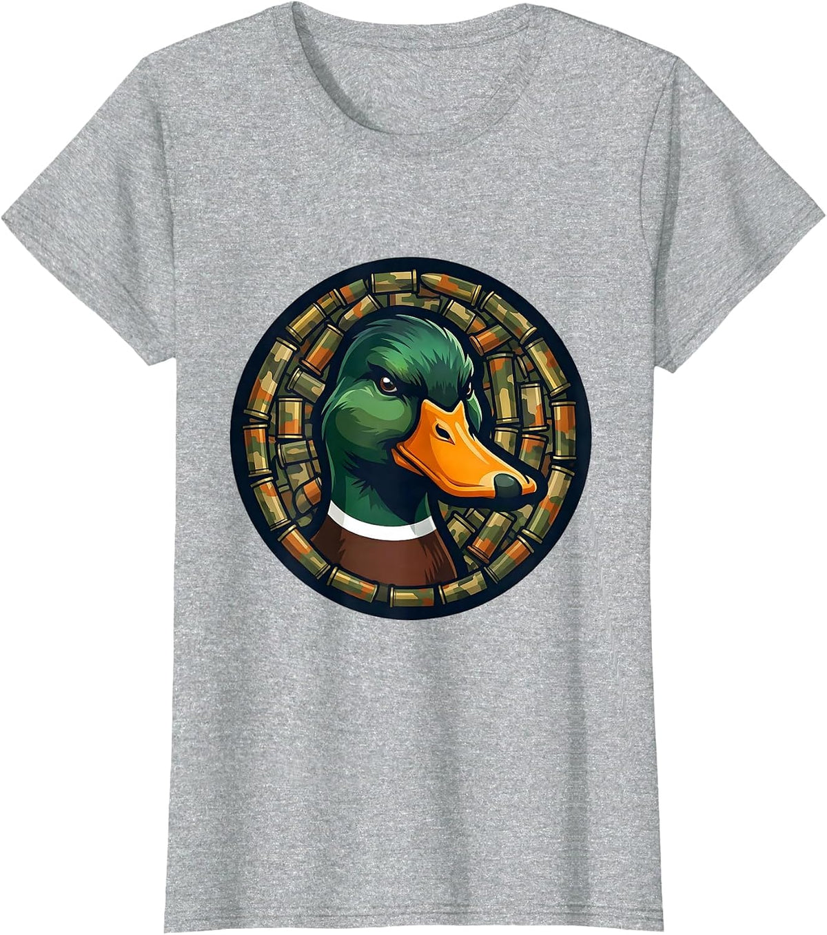 Women's Duck Camo Shotgun Shell Pattern Graphic Tee T-Shirt - Heather Grey