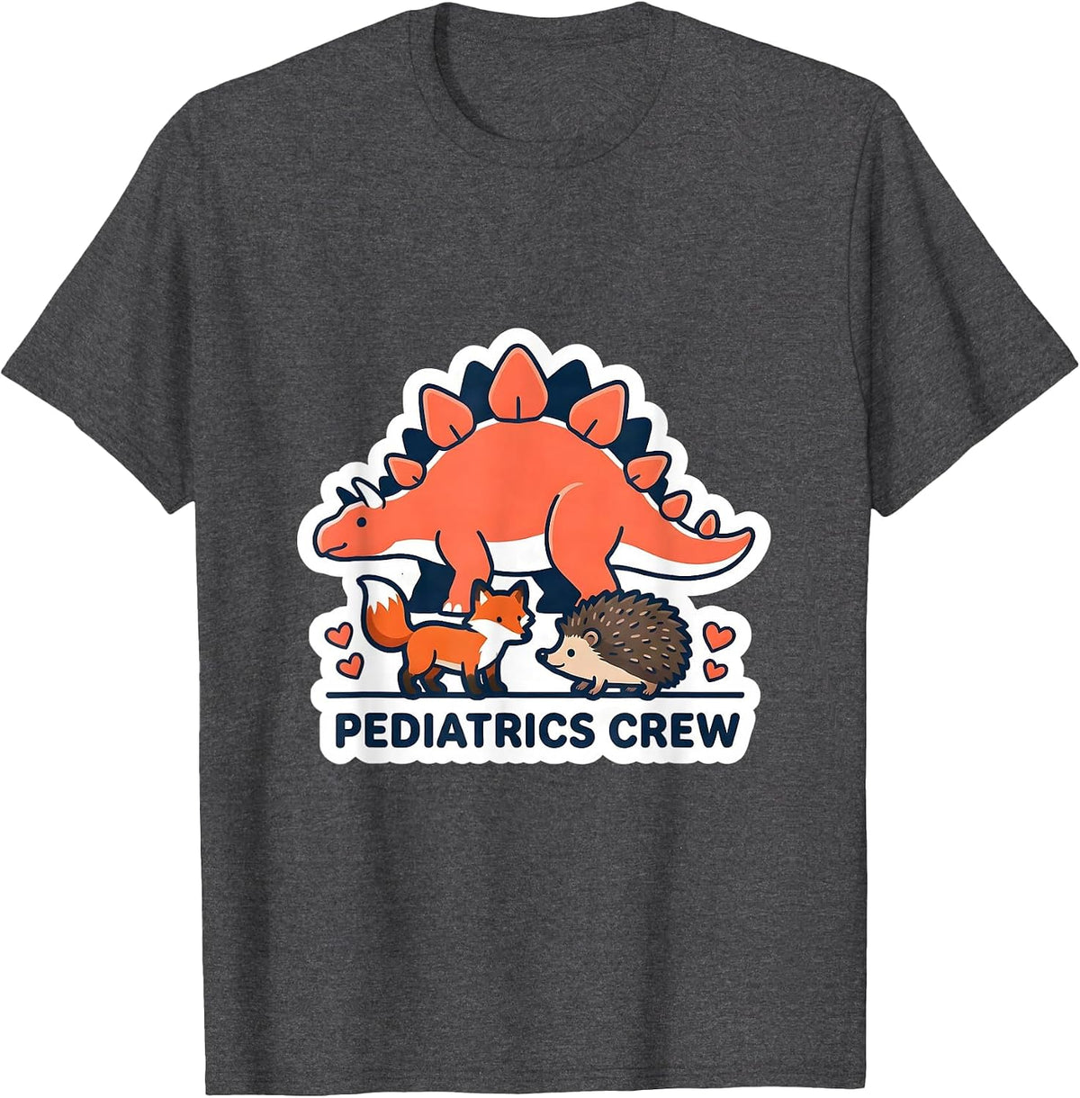 Men's Pediatrics Crew Cute Animal Pediatric Nurse PICU NICU T-Shirt - Dark Heather Grey