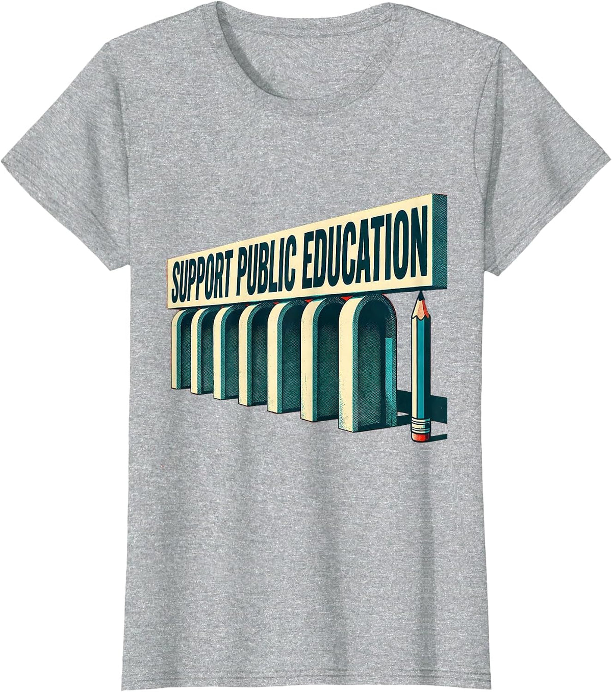 Support Public Education Red For Ed Teacher Protest Advocacy T-Shirt - Heather Grey