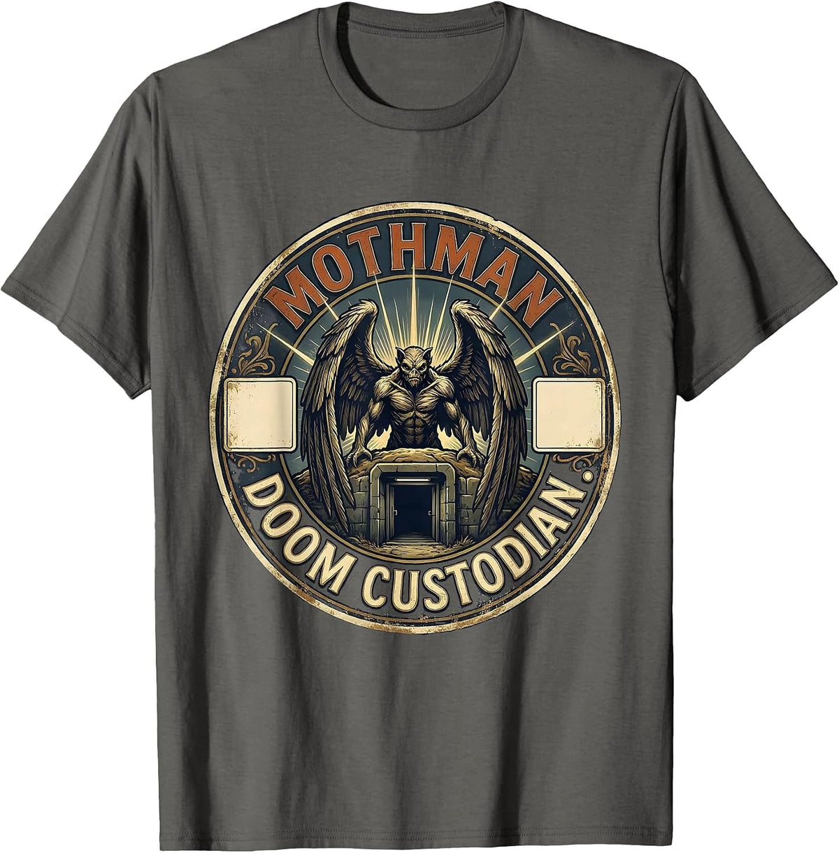 Men's Mothman Doom Custodian Vintage Cryptozoology Folklore T-Shirt - Asphalt Grey
