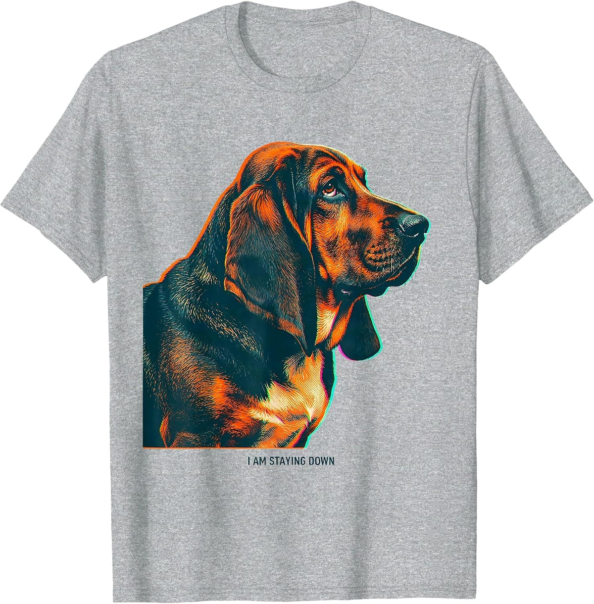 Men's I Am Staying Down Funny Basset Hound Dog Lover Gift T-Shirt - Heather Grey