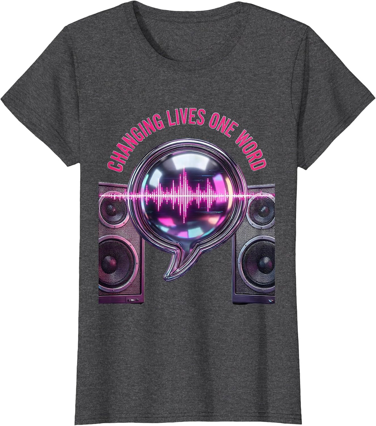 Women's Changing Lives One Word Speech Therapy Design T-Shirt - Dark Heather Grey