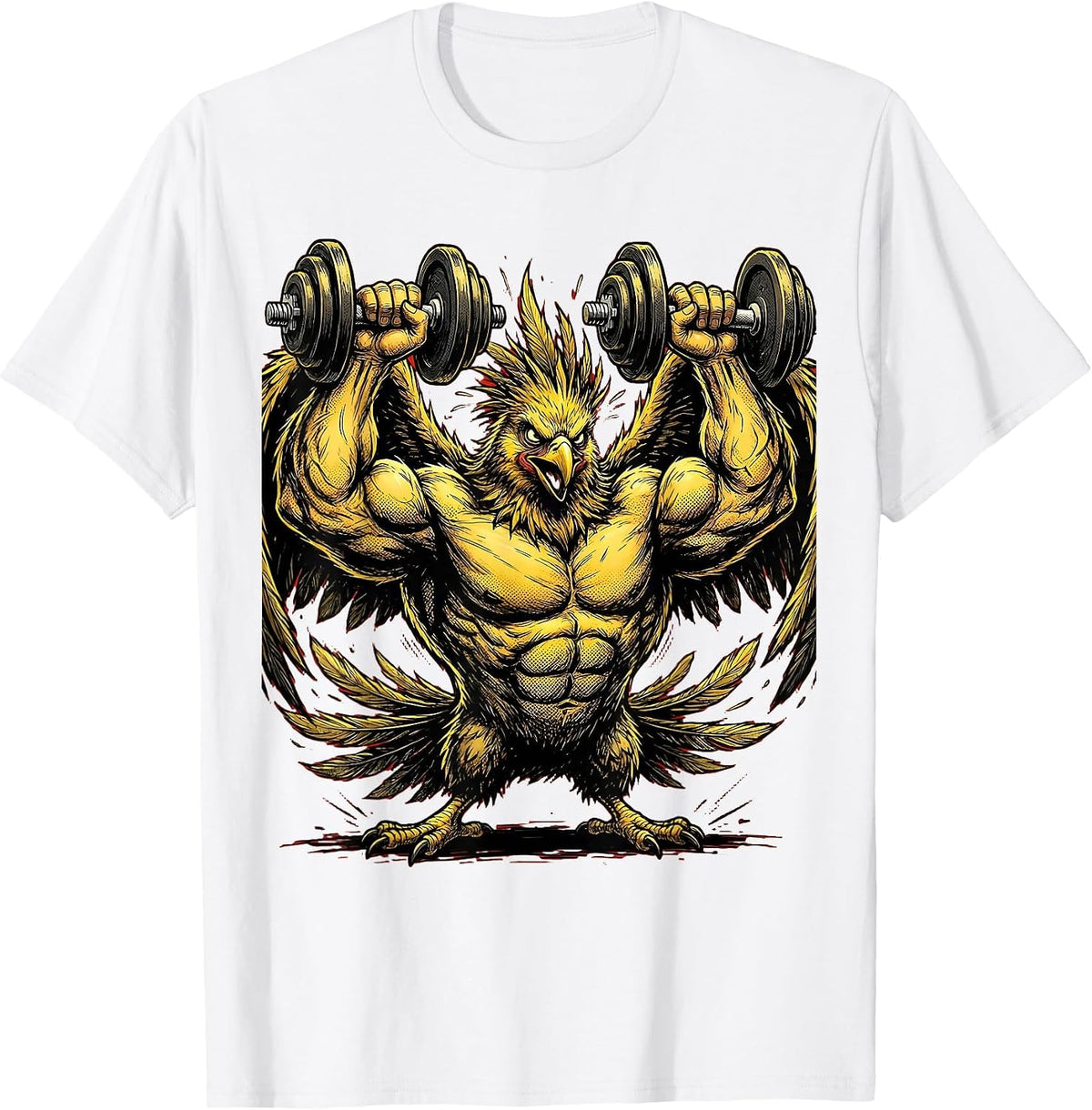 Men's Buff Bird Dumbbell Curls Funny Gym Workout T-Shirt - White