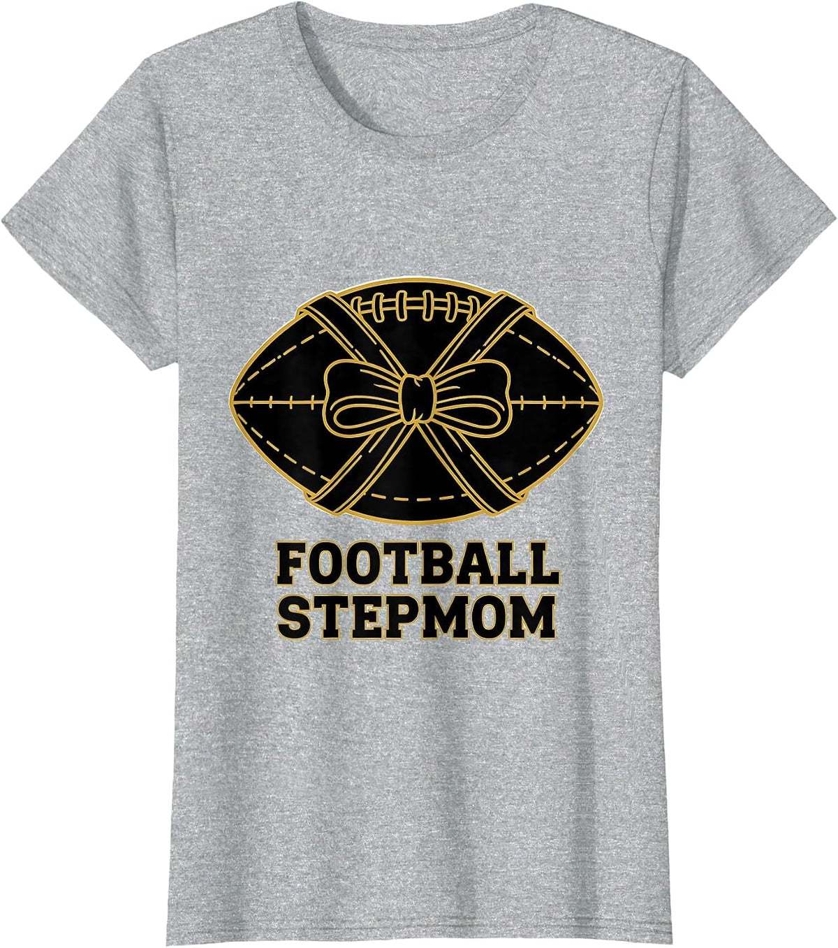 Football Stepmom Coquette Bow Game Day Team Spirit T-Shirt - Heather Grey