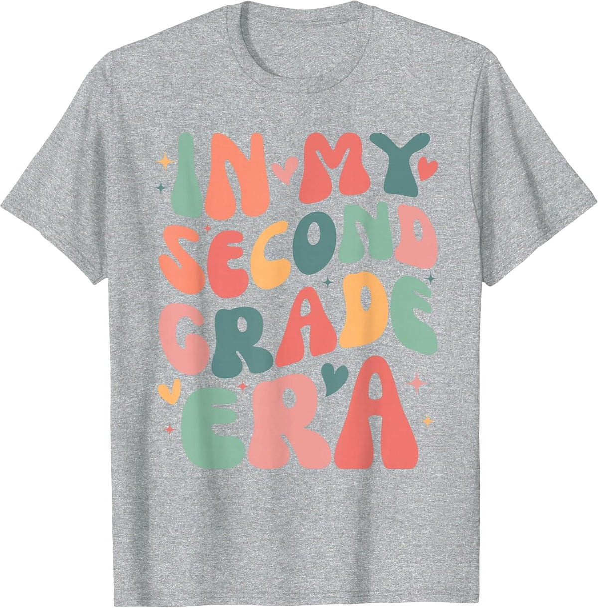 Back to School in My Second Grade Era Groovy Teachers Kids T-Shirt - Heather Grey