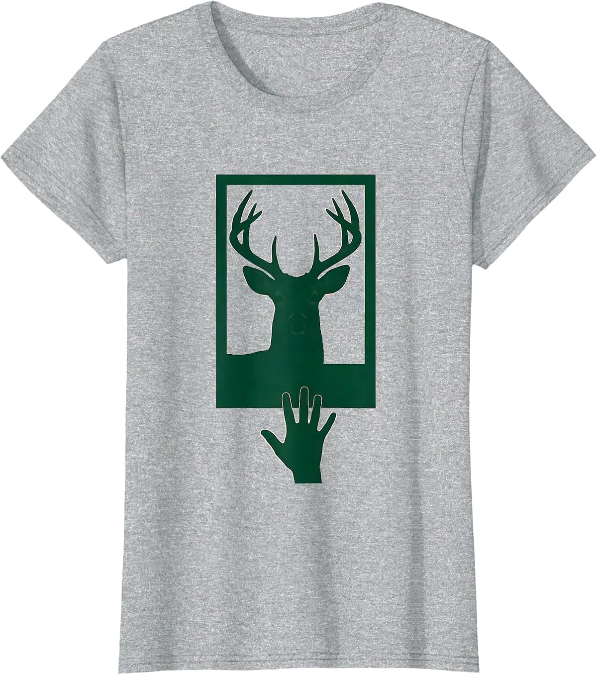 Whitetail Buck Silhouette Funny Hunter Dad Humor T-Shirt - Heather Grey