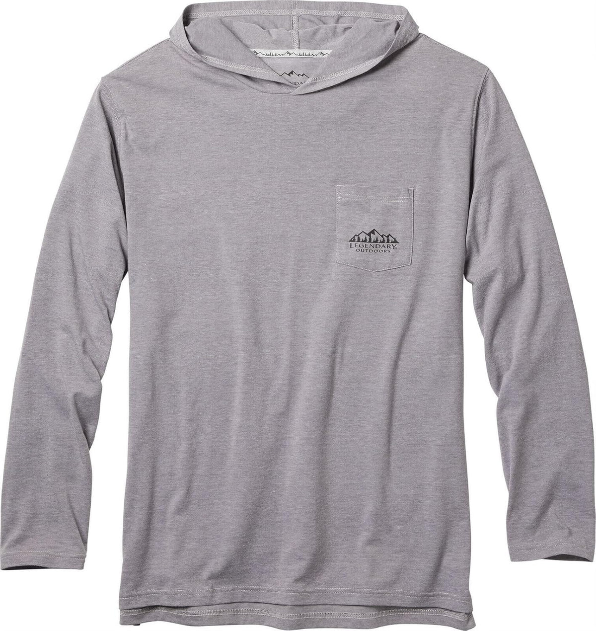 Legendary Whitetails Men's Portage Moisture Wicking UPF Sun Protection Hooded Performance Long Sleeve T-Shirt - Flint Heather