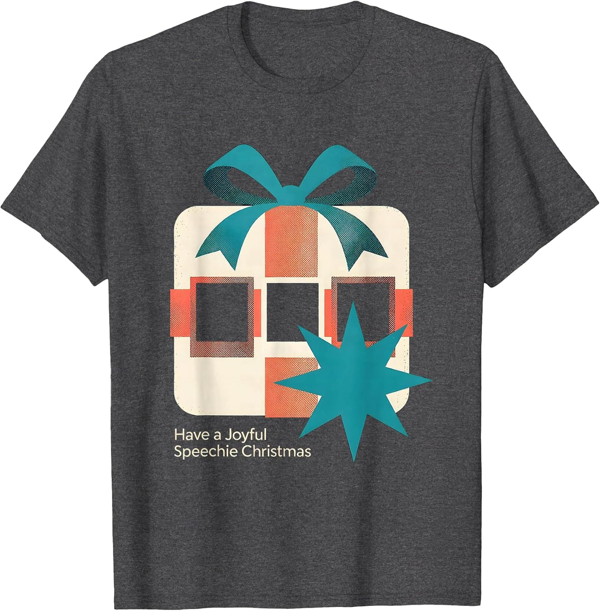 Have a Joyful Speechie Christmas Midcentury Modern SLP T-Shirt - Dark Heather Grey