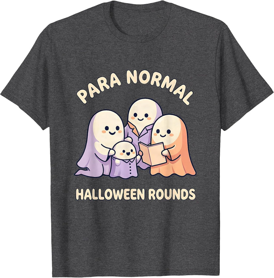 Men's Para Normal Halloween Rounds Cute Kawaii Paraeducator T-Shirt - Dark Heather Grey