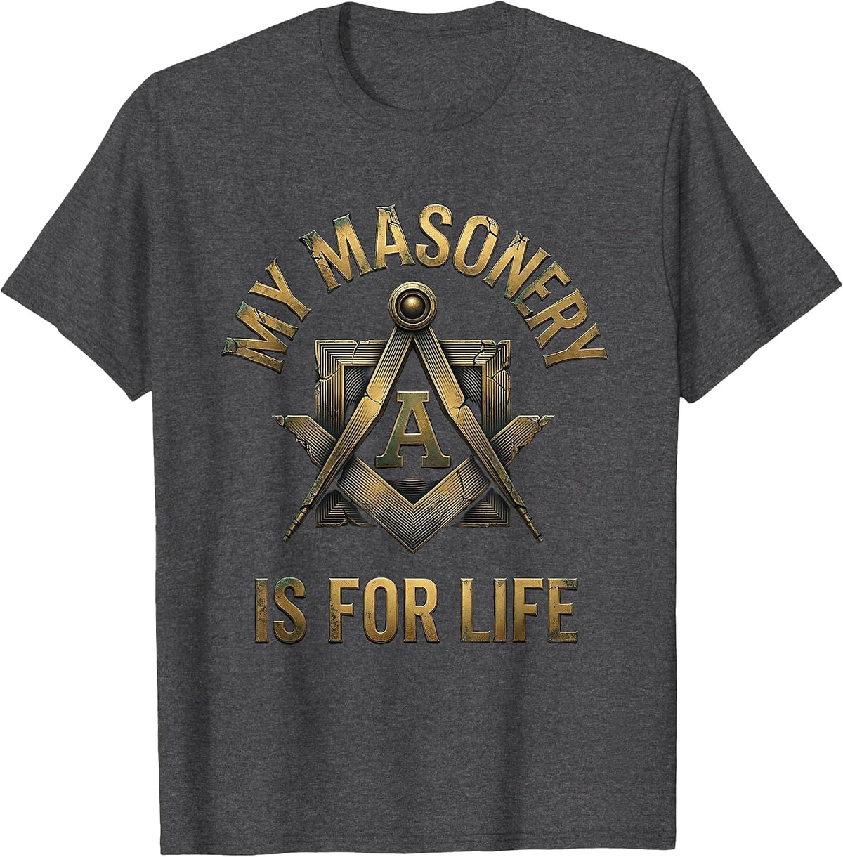 Men's My Masonry Is For Life Distressed Freemason Square T-Shirt - Dark Heather Grey