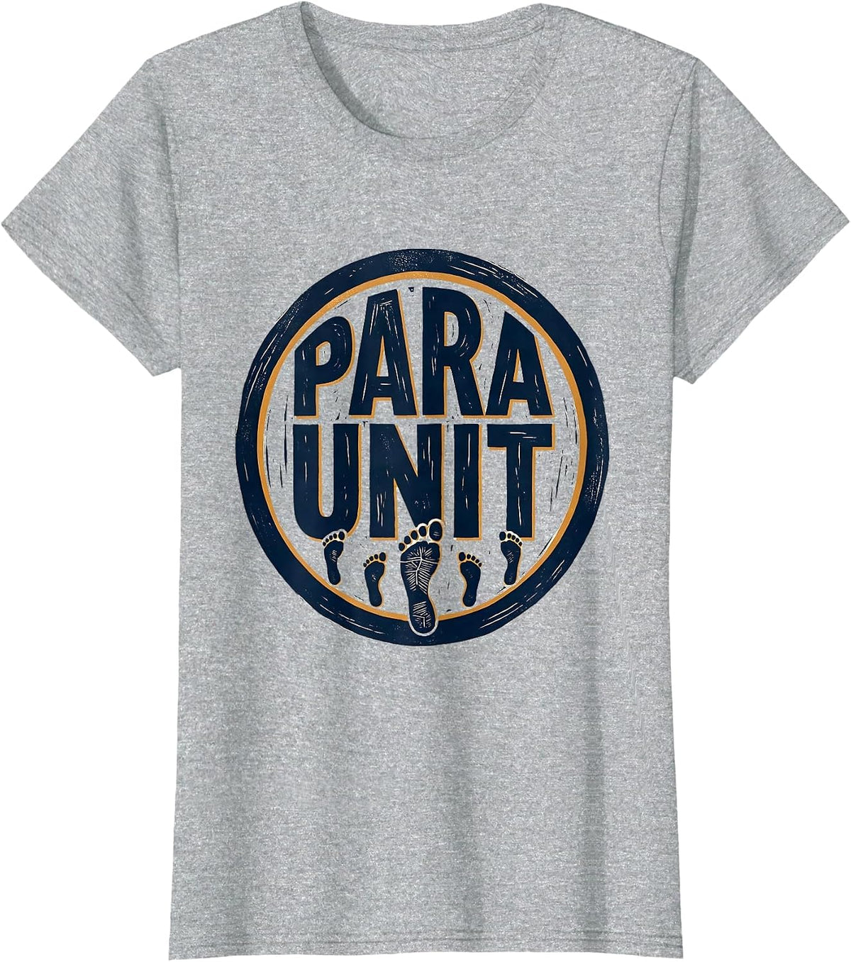 Para Unit Linocut Teacher Paraeducator Appreciation T-Shirt - Heather Grey