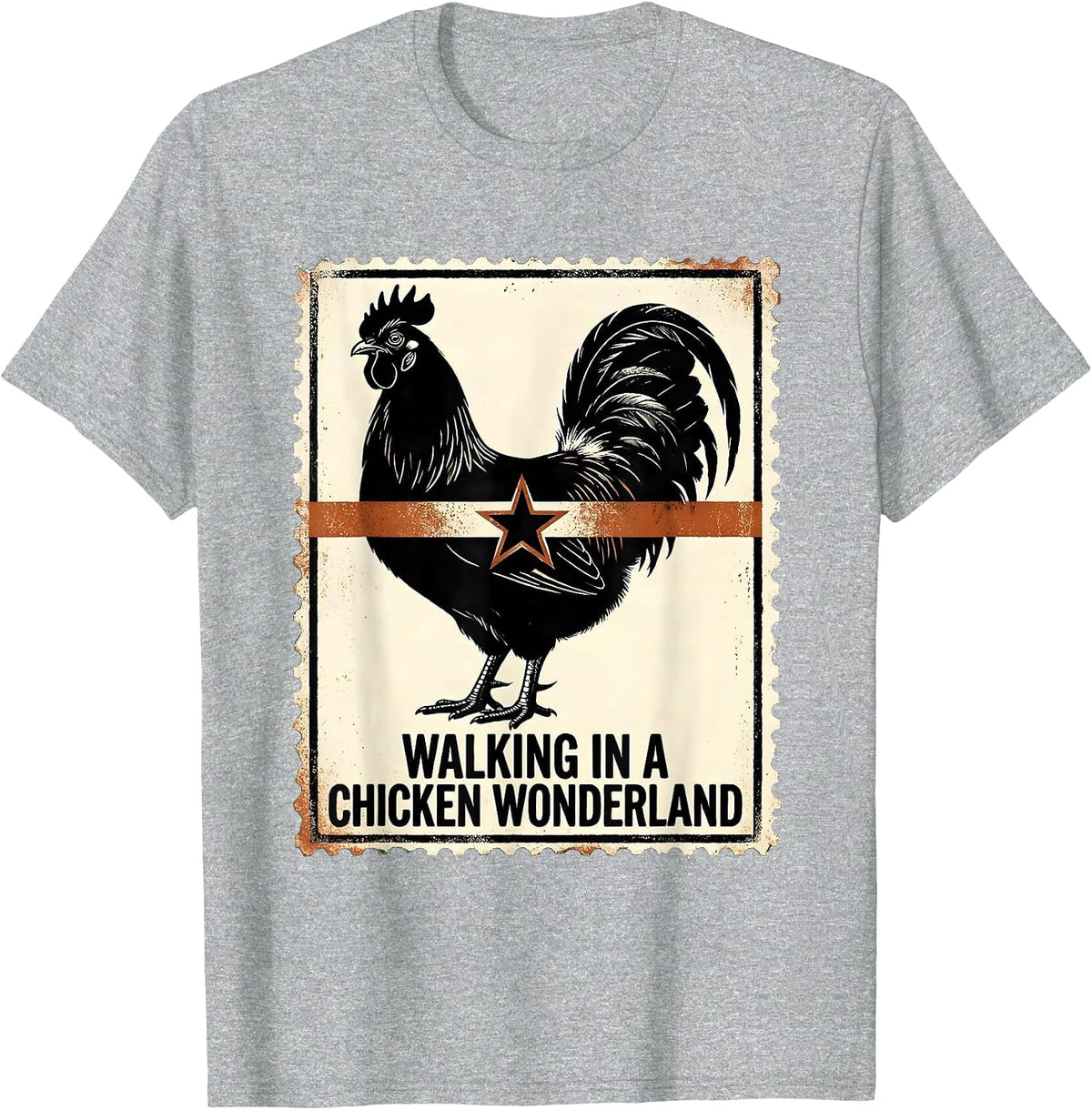 Men's Walking in a Chicken Wonderland Funny Chicken Lover T-Shirt - Heather Grey