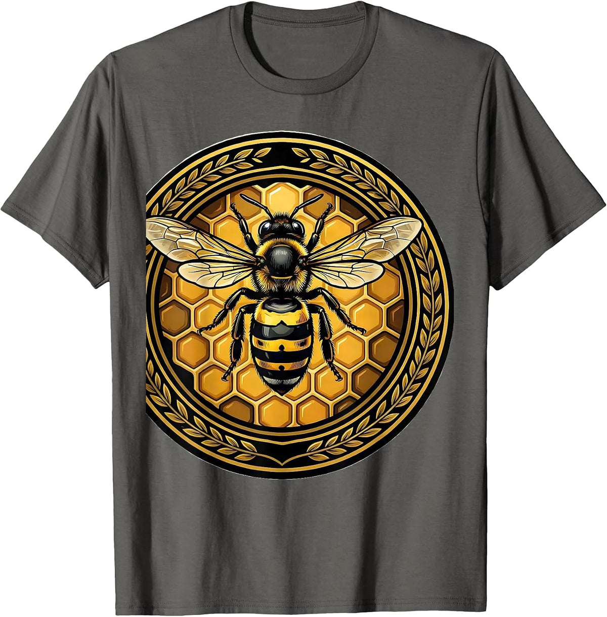 Men's Mason Bee Hovering Over Honeycomb Illustration T-Shirt - Asphalt Grey