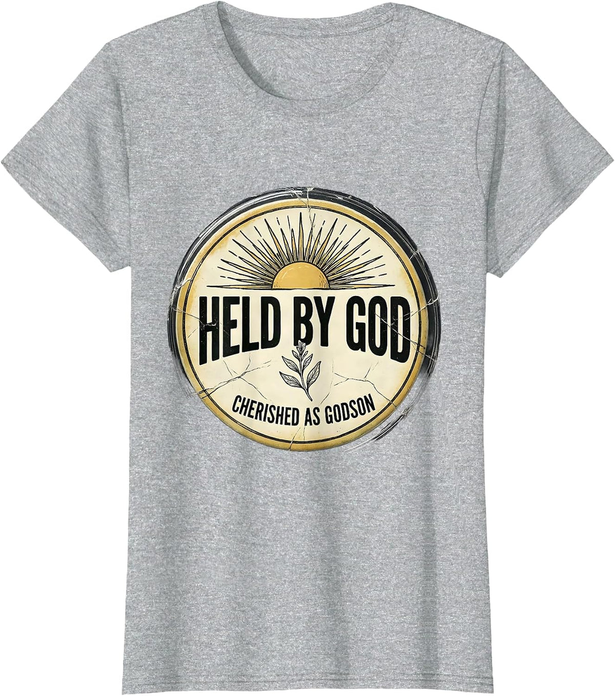 Held By God Cherished As Godson Boho Faith Gift T-Shirt - Heather Grey