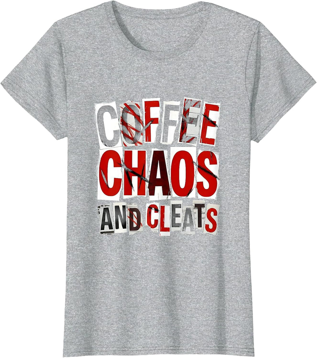 Coffee Chaos and Cleats Soccer Mom Design T-Shirt - Heather Grey