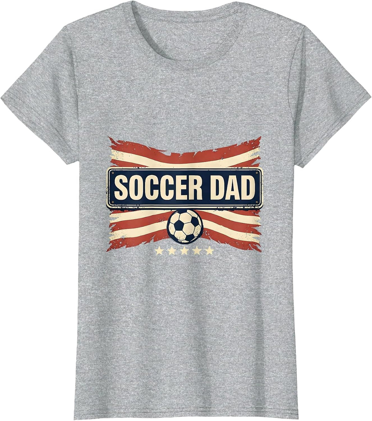 Soccer Dad Patriotic Flag Fathers Day Gift For Dad T-Shirt - Heather Grey