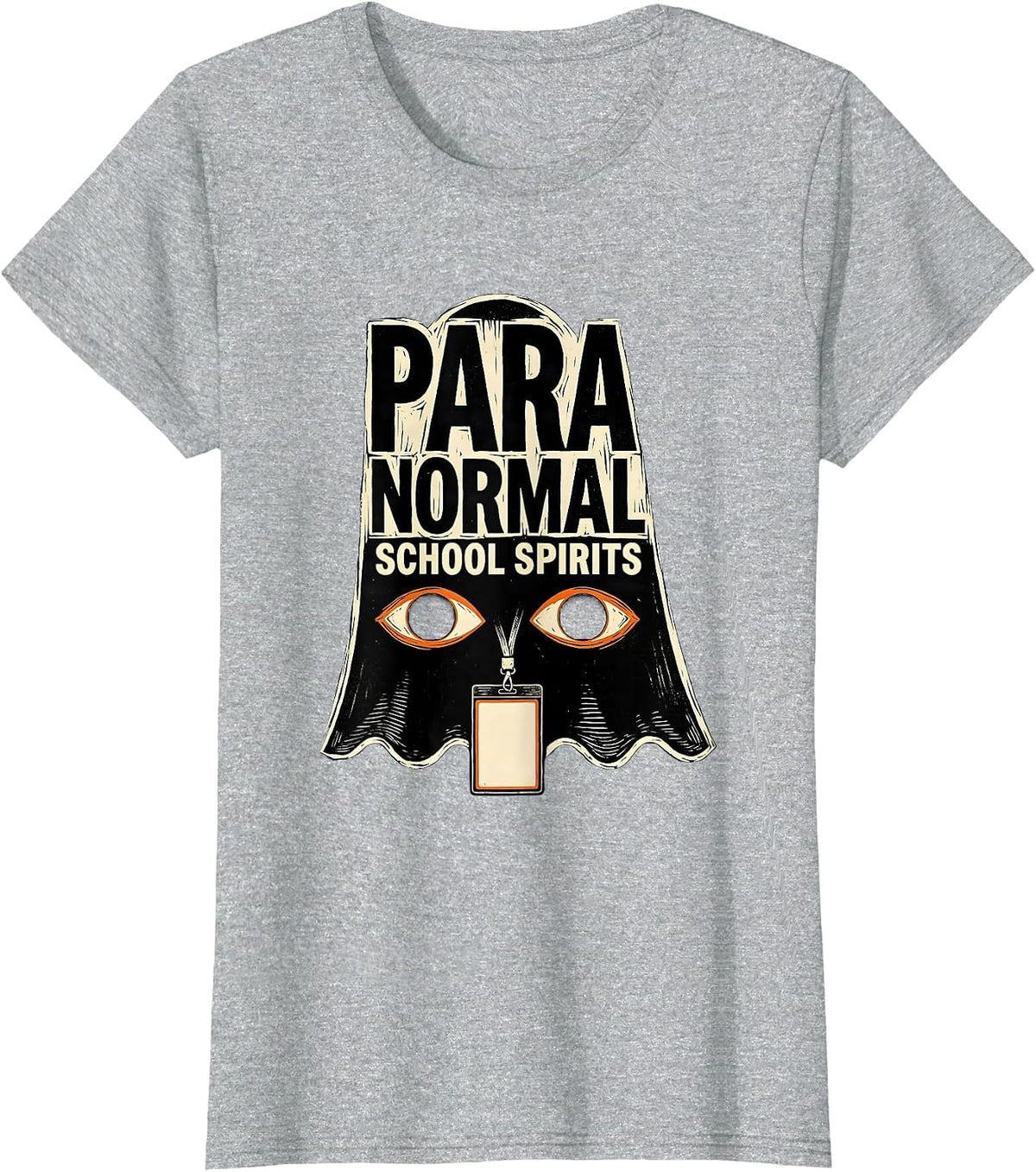 Para Normal School Spirits Linocut Ghost Paraeducator T-Shirt - Heather Grey