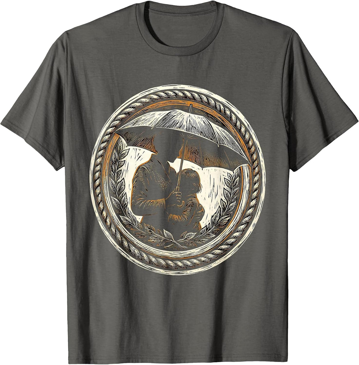 Social Worker Umbrella Protection Graphic Design T-Shirt - Asphalt Grey
