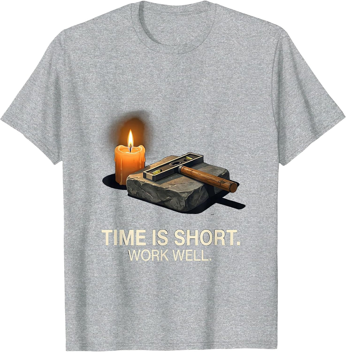 Men's Time Is Short Work Well Editorial Conceptual Freemason T-Shirt - Heather Grey