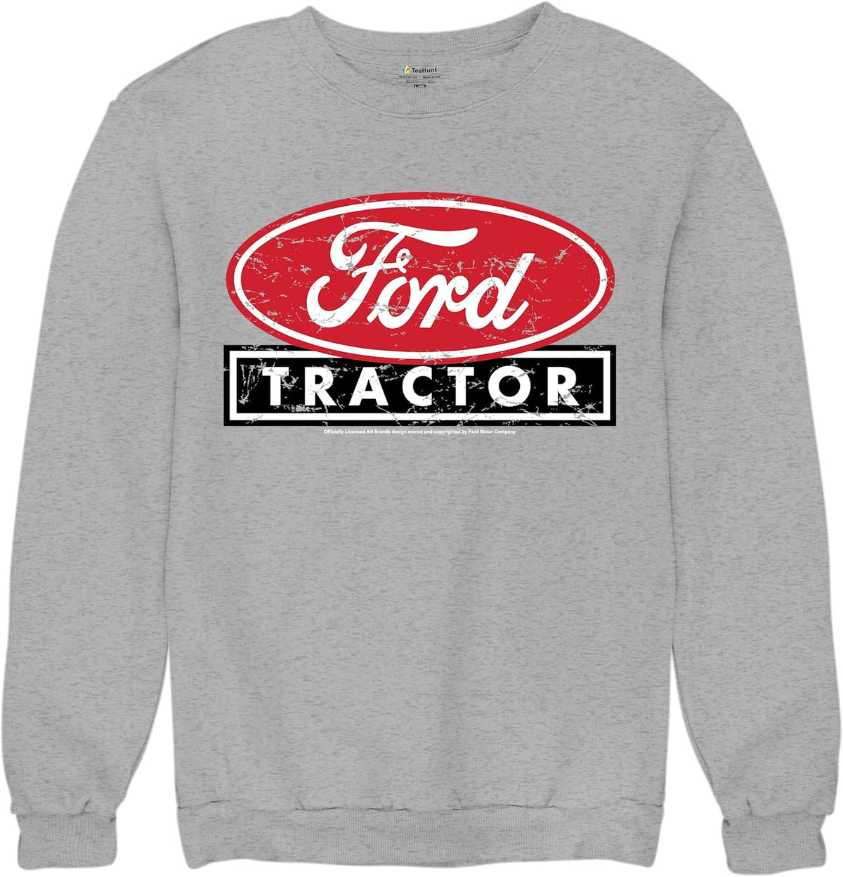 Tee Hunt Ford Tractor Red Distressed Logo Sweatshirt Vintage Farm Rustic Classic Brand - 1 Unisex Crew Neck Sweatshirt Gray