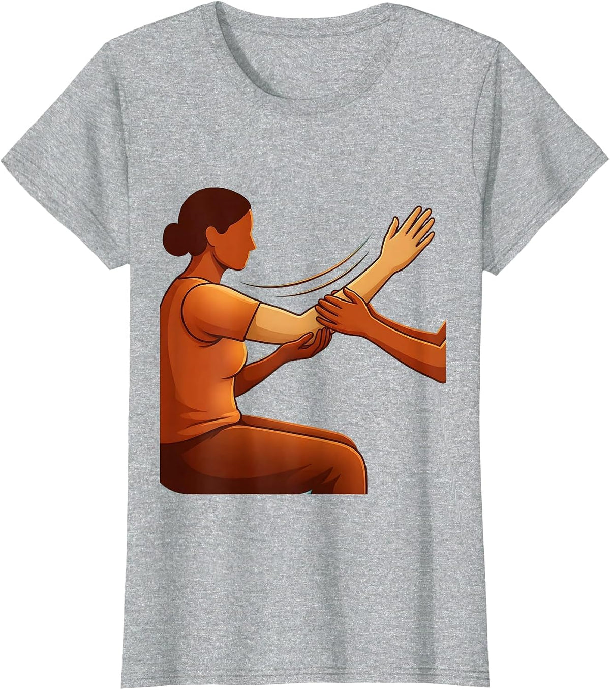 Physical Therapist Patient Arm Stretch Illustration T-Shirt - Heather Grey