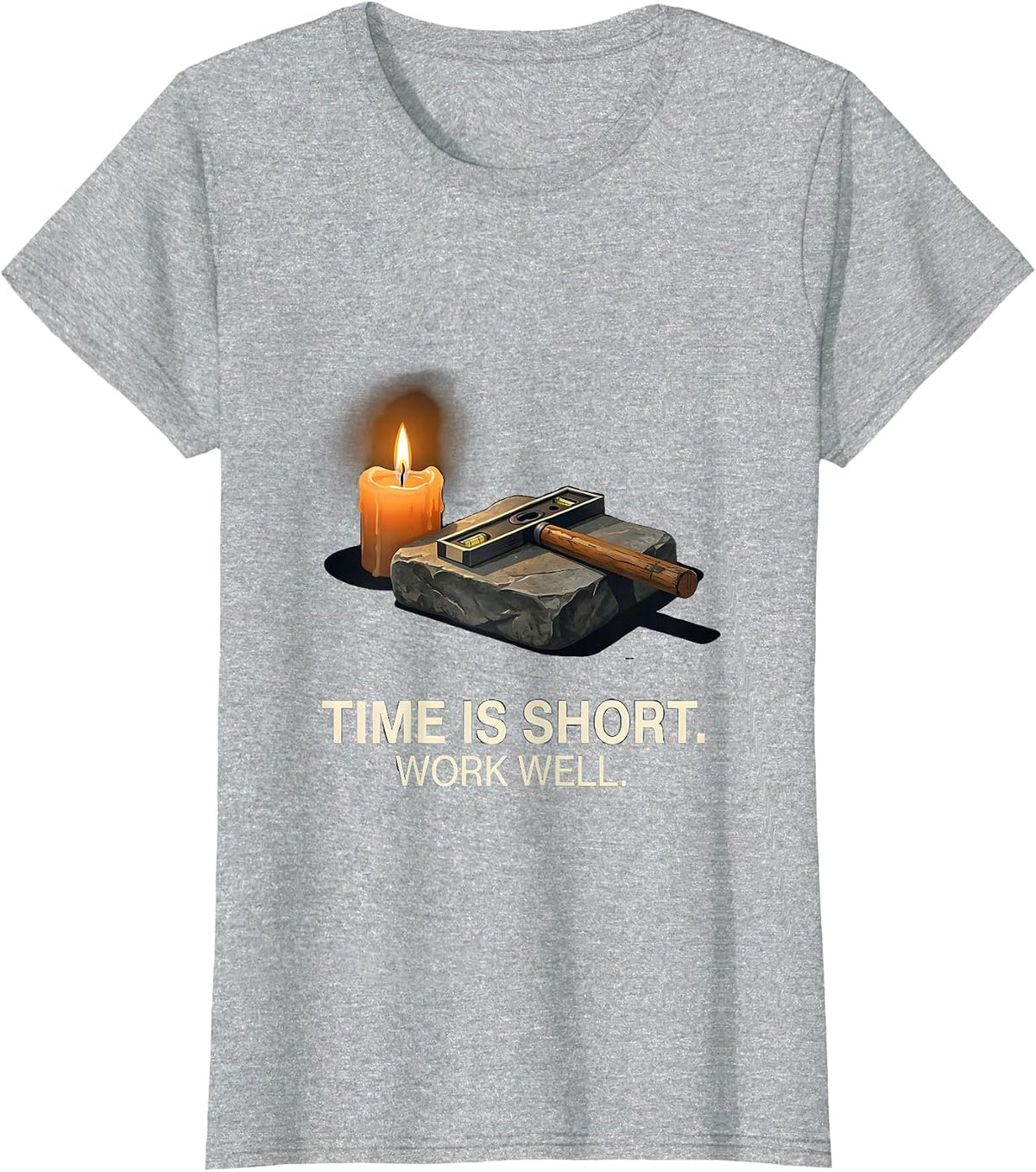 Women's Time Is Short Work Well Editorial Conceptual Freemason T-Shirt - Heather Grey
