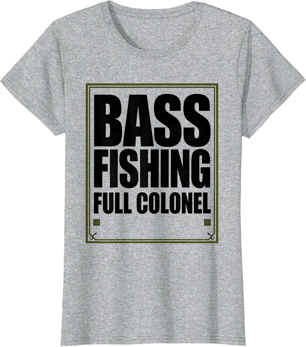 Bass Fishing Full Colonel Funny Fishing Dad Humor T-Shirt - Heather Grey