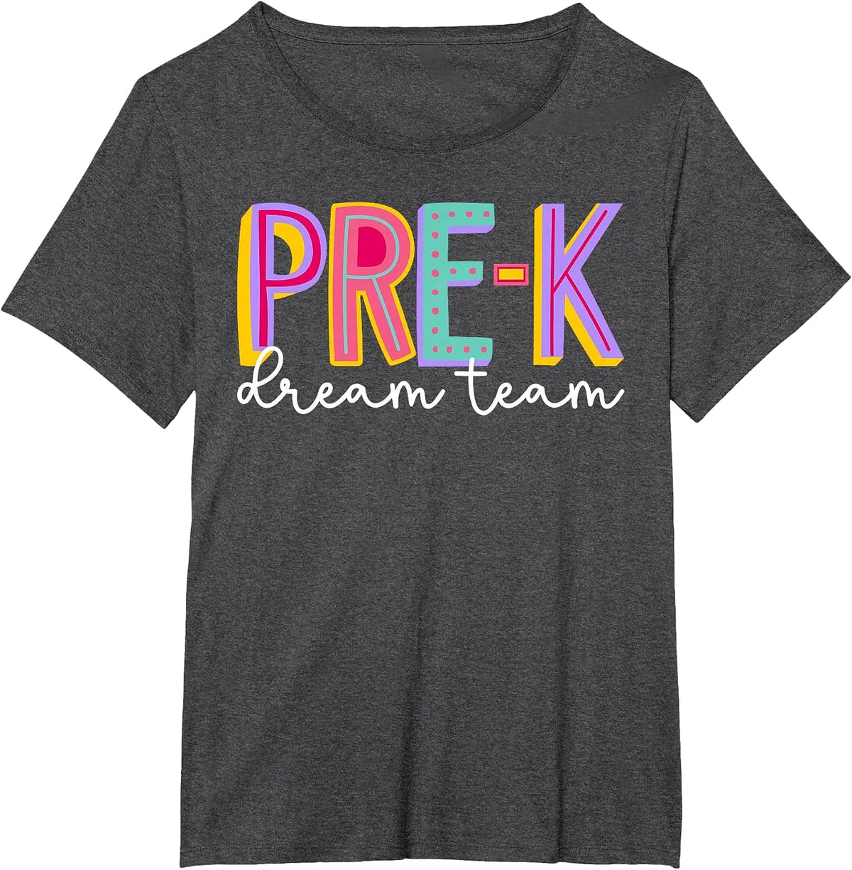 Retro Pre-k Dream Team Groovy Teacher Back to School T-Shirt - Dark Heather Grey