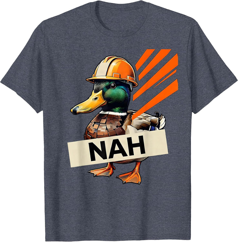 Nah Stencil Duck Bust Funny Novelty Graphic for Kids Teens T-Shirt - Heather Blue