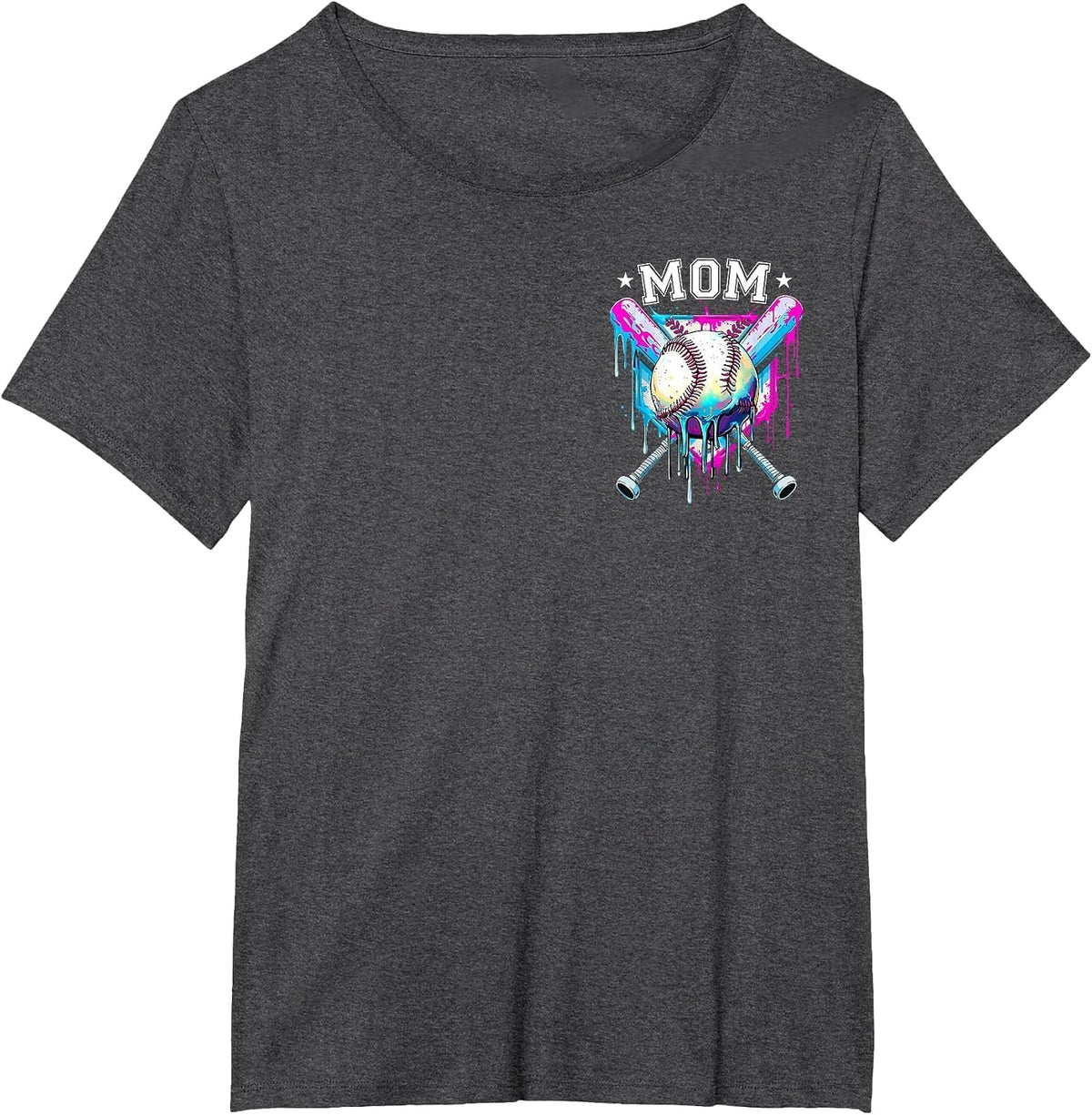 Baseball Ice Cream Drip Mom of The Birthday Boy Family T-Shirt - Dark Heather Grey