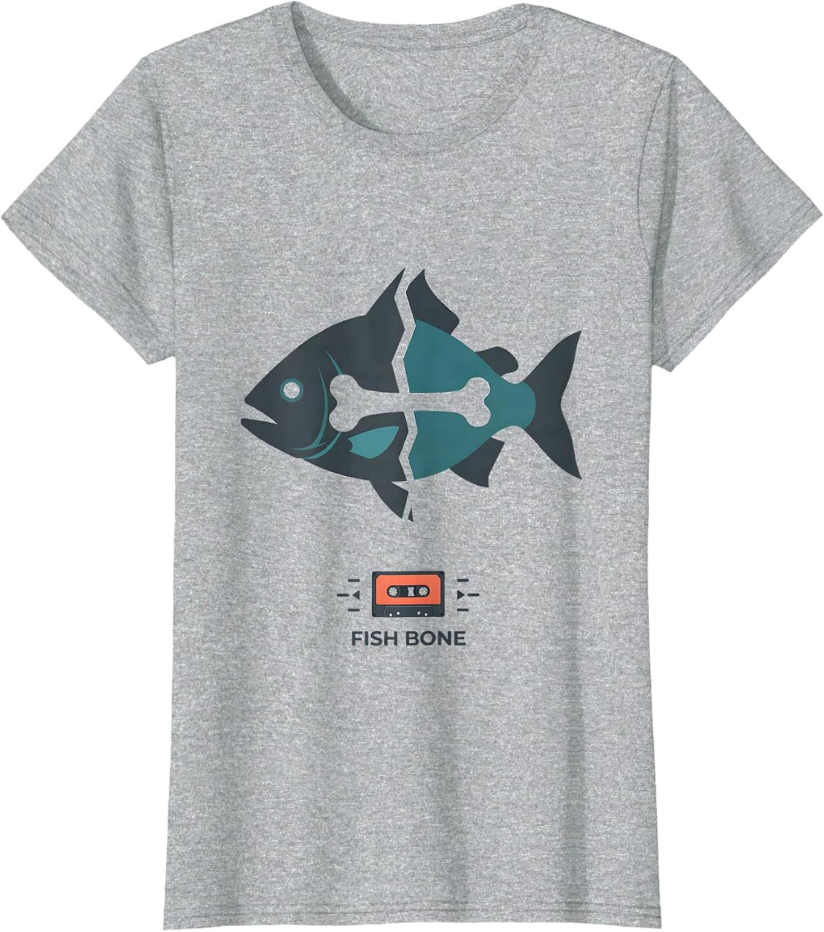 Fish Bone Retro 80s 90s Music Nostalgia Band Fan T-Shirt - Heather Grey