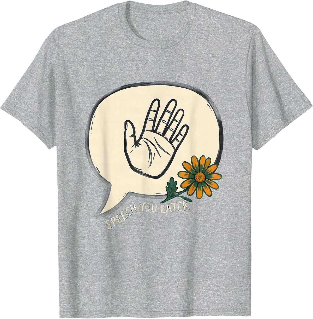 Men's Speech You Later Retro Folk Art Speech-Language Pathologist T-Shirt - Heather Grey
