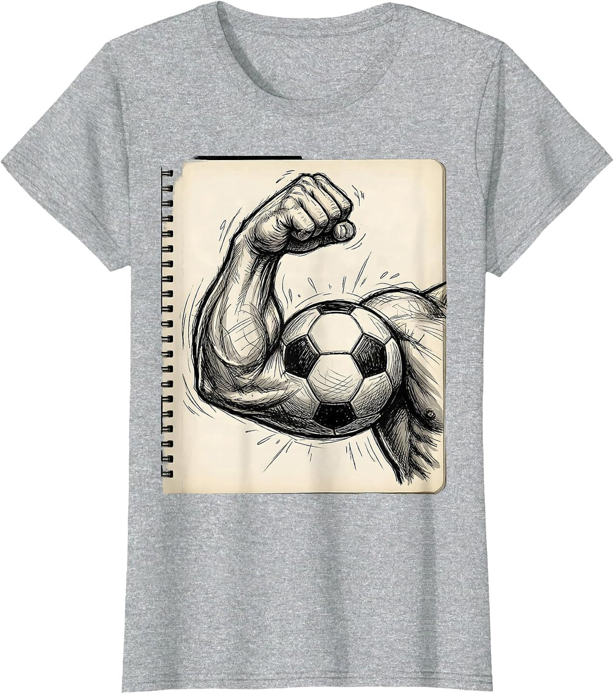 Women's Soccer Dad Flexing Bicep With Soccer Ball Graphic T-Shirt - Heather Grey