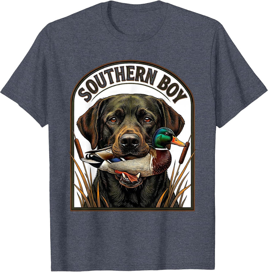 Southern Boy Vintage Labrador Duck Hunting Rural Heritage T-Shirt - Heather Blue