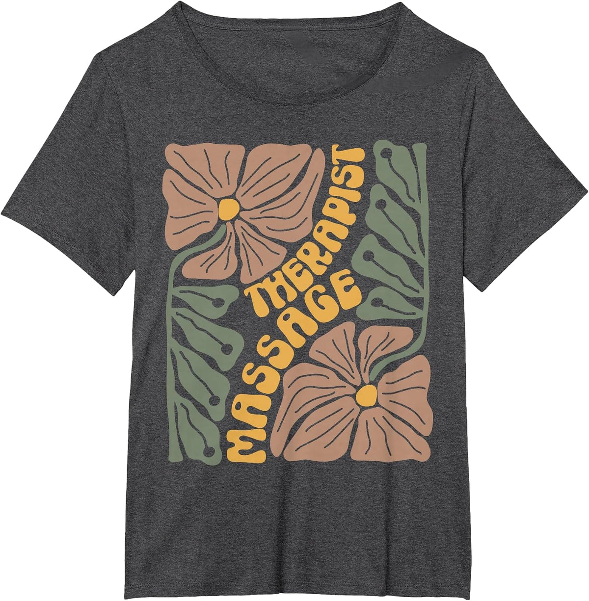 Floral Boho Massage Therapist Therapy LMT Masseuse Graduate T-Shirt - Dark Heather Grey