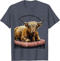 Fully Booked For Doing Nothing Funny Highland Cow Cozy Humor T-Shirt - Heather Blue