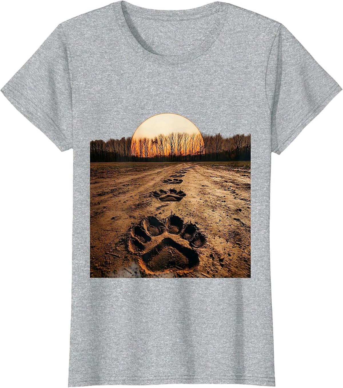 Women's Turkey Tracks in Mud Thanksgiving Illustration T-Shirt - Heather Grey