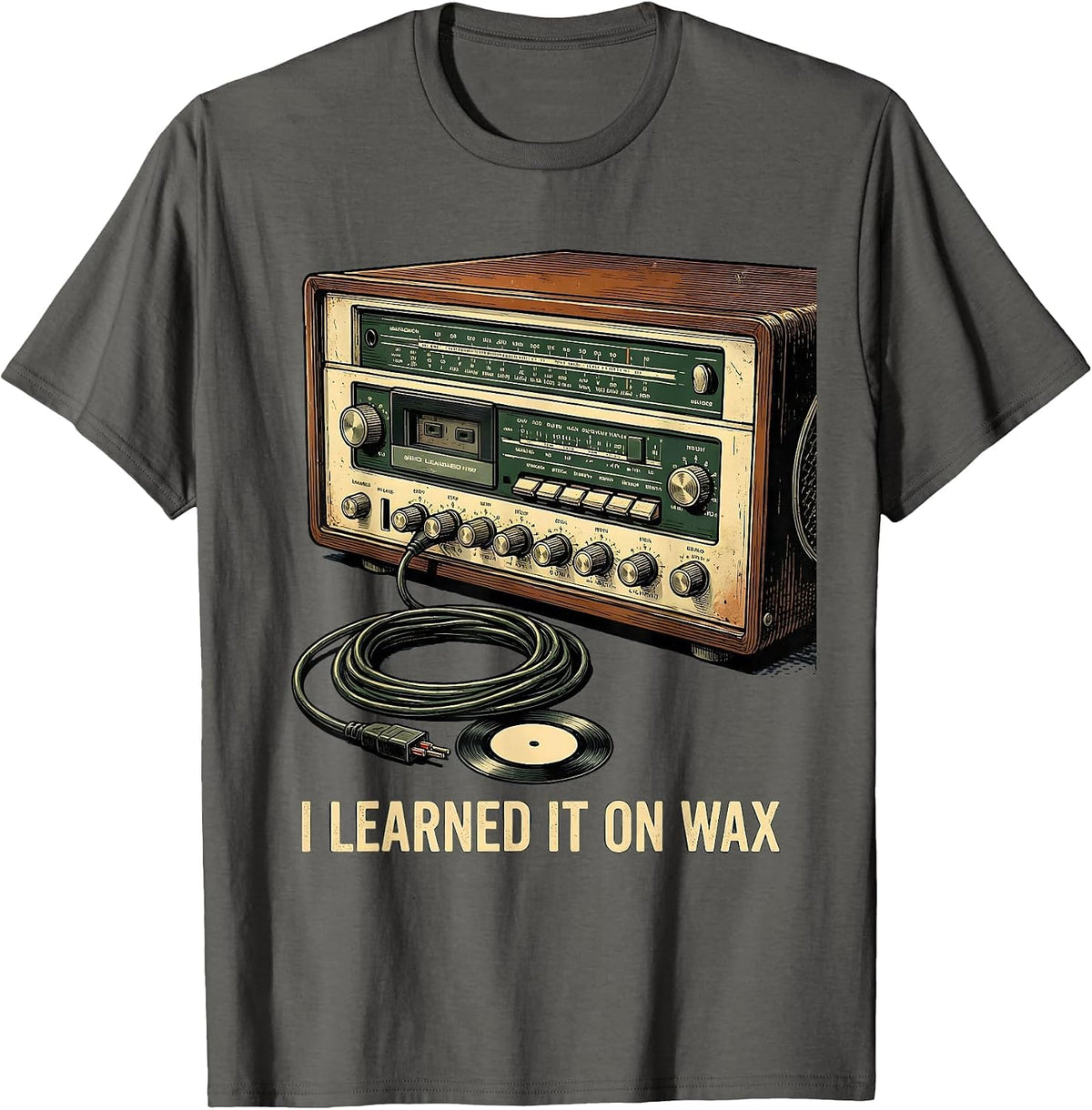 Men's I Learned It On Wax Vintage Retro Hip-Hop Music Nostalgia T-Shirt - Asphalt Grey