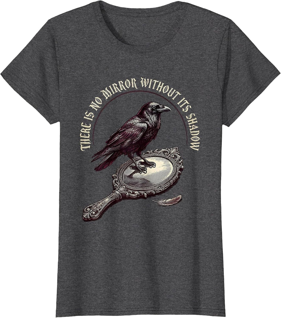 Women's There Is No Mirror Without Its Shadow Gothic Edgar Allan Poe T-Shirt - Dark Heather Grey