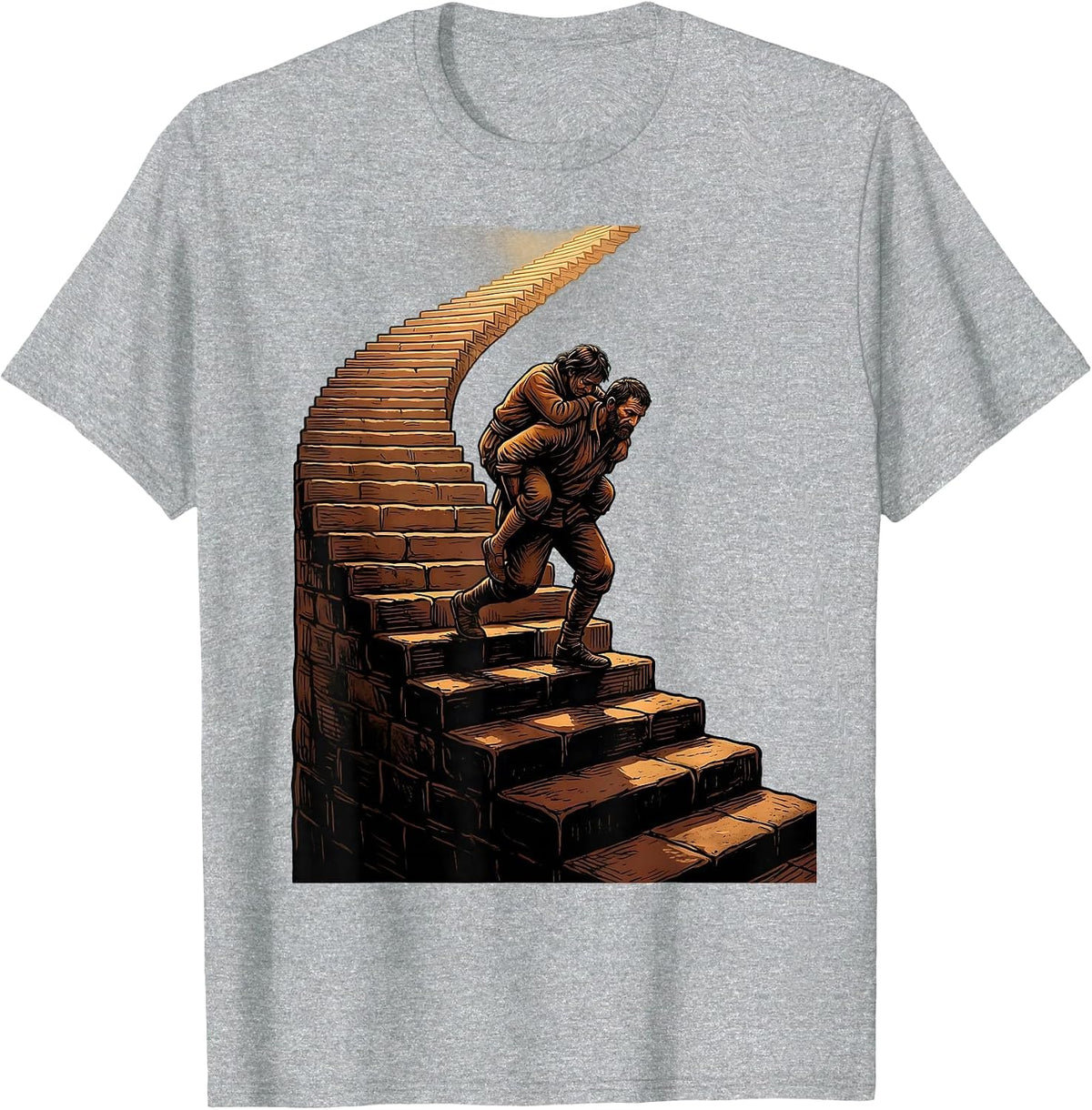 Men's Social Worker Helping Others Climb Graphic Design T-Shirt - Heather Grey
