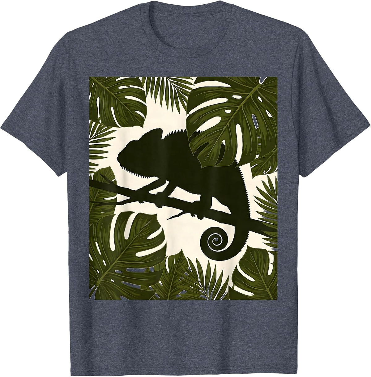 Kids Camo Chameleon Hidden in Leaves T-Shirt - Heather Blue